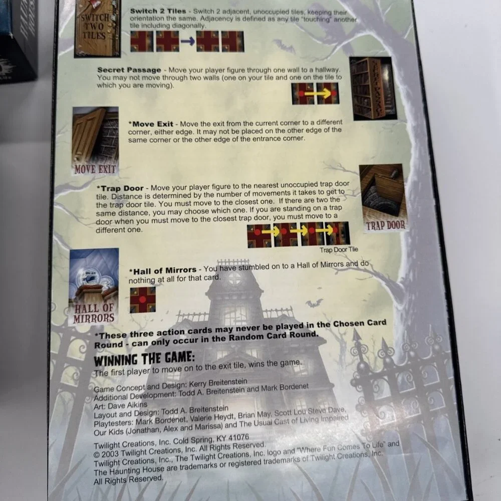 The Haunting House Board Game with 2nd Story Addition Lot Twilight Creation 2004